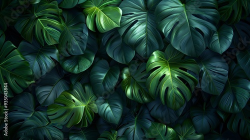 Wallpaper Mural Lush Jungle Foliage With Monstera Leaves Bathed in Soft Light During Late Afternoon Torontodigital.ca