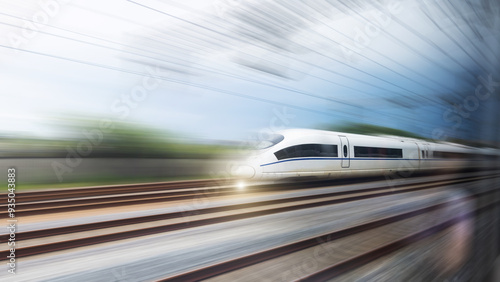 High speed train moving on railway