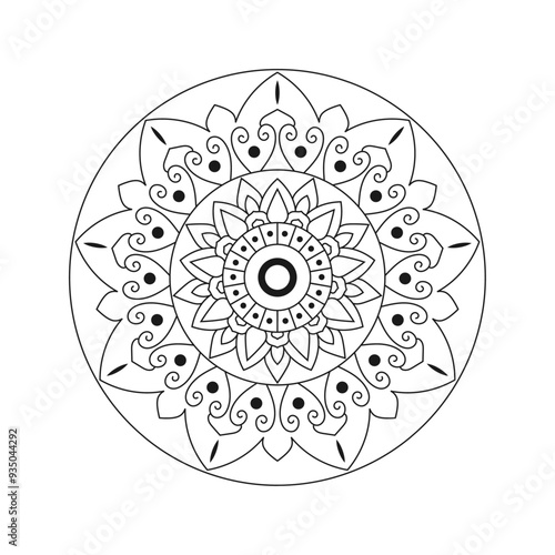 Decorative mandala on white background
Circular Flower Mandala on White Free 
Mandala pattern art background Black and White 