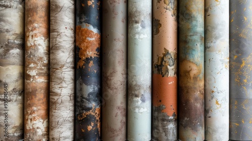 Various wallpaper rolls. Different textures and colors, ai