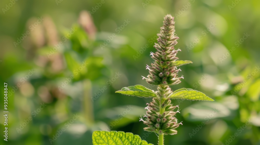 A tight shot of a verdant plant, brimming with numerous leaves, in the foreground, while the background softly fades into a blur A tight shot of a verdant plant, brimming with numerous leaves, in the foreground, while the background softly fades into a blur