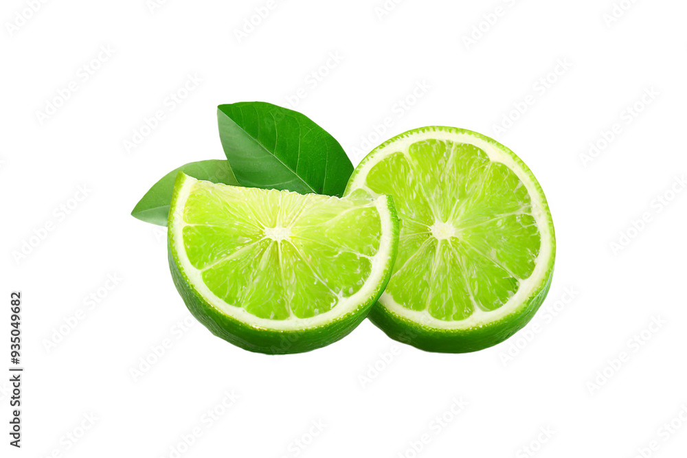 Fresh Lime with leaf or slice lime isolated on alpha layer white background Fresh Lime with leaf or slice lime isolated on alpha layer white background