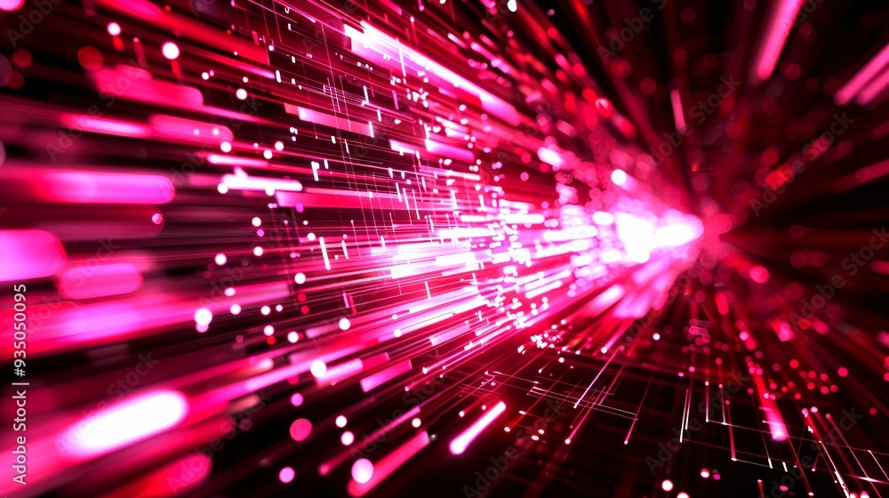 Fototapeta premium Abstract Red and White Light Streaks on a Dark Background