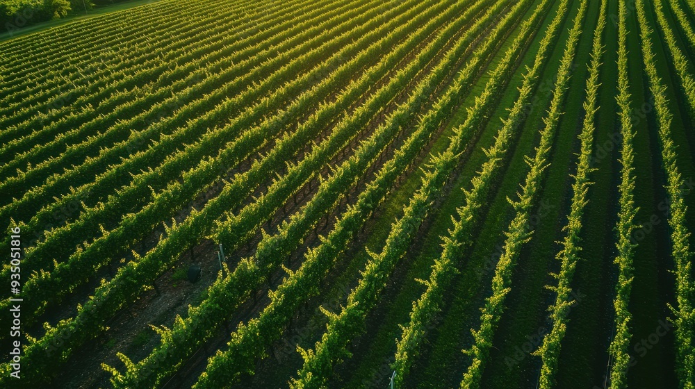 Fototapeta premium Vineyard Aerial View in the Golden Hour