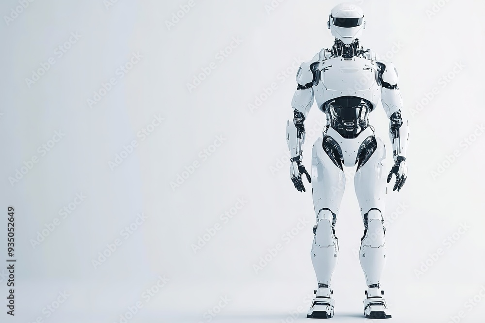 custom made wallpaper toronto digitalFuturistic white humanoid robot, full body on light gradient