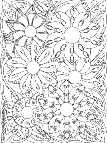 Wallpaper Mural flowers Coloring Book Pages flowers for Relaxation and Stress Relief on Flowers Patterns Torontodigital.ca