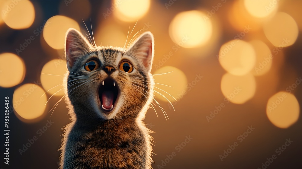 Fototapeta premium Captivating 3D Rendered Cat with Surprising and Endearing Expression