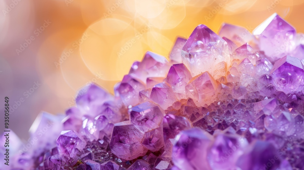 A group of lavender crystals perched atop a mound of matching rocks Backdrop features indistinct luminescent lights A group of lavender crystals perched atop a mound of matching rocks Backdrop features indistinct luminescent lights