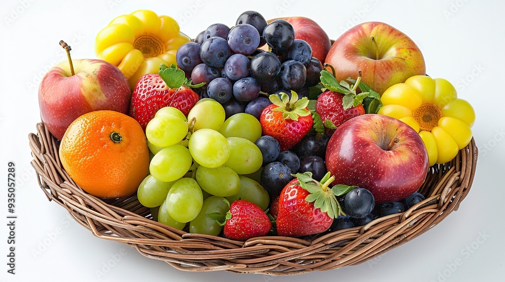 appetizing fruits in a basket,generative ai appetizing fruits in a basket,generative ai