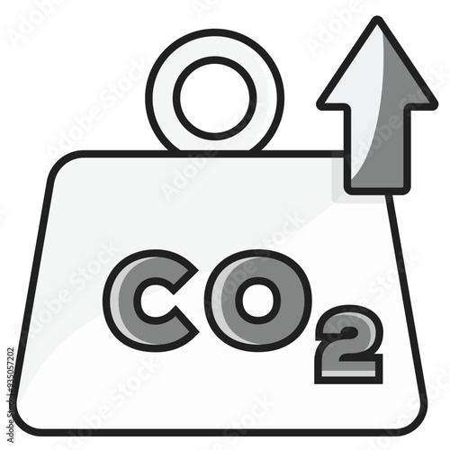 CO2 Emission Growth Icon Design. Represents CO2 Emission, Environmental Impact, Carbon Footprint, Climate Change. Vector icon.