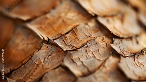  A tight shot of a tree trunk, its brown wood grain intricately detailed Bird's-eye view overlays, softly blurred