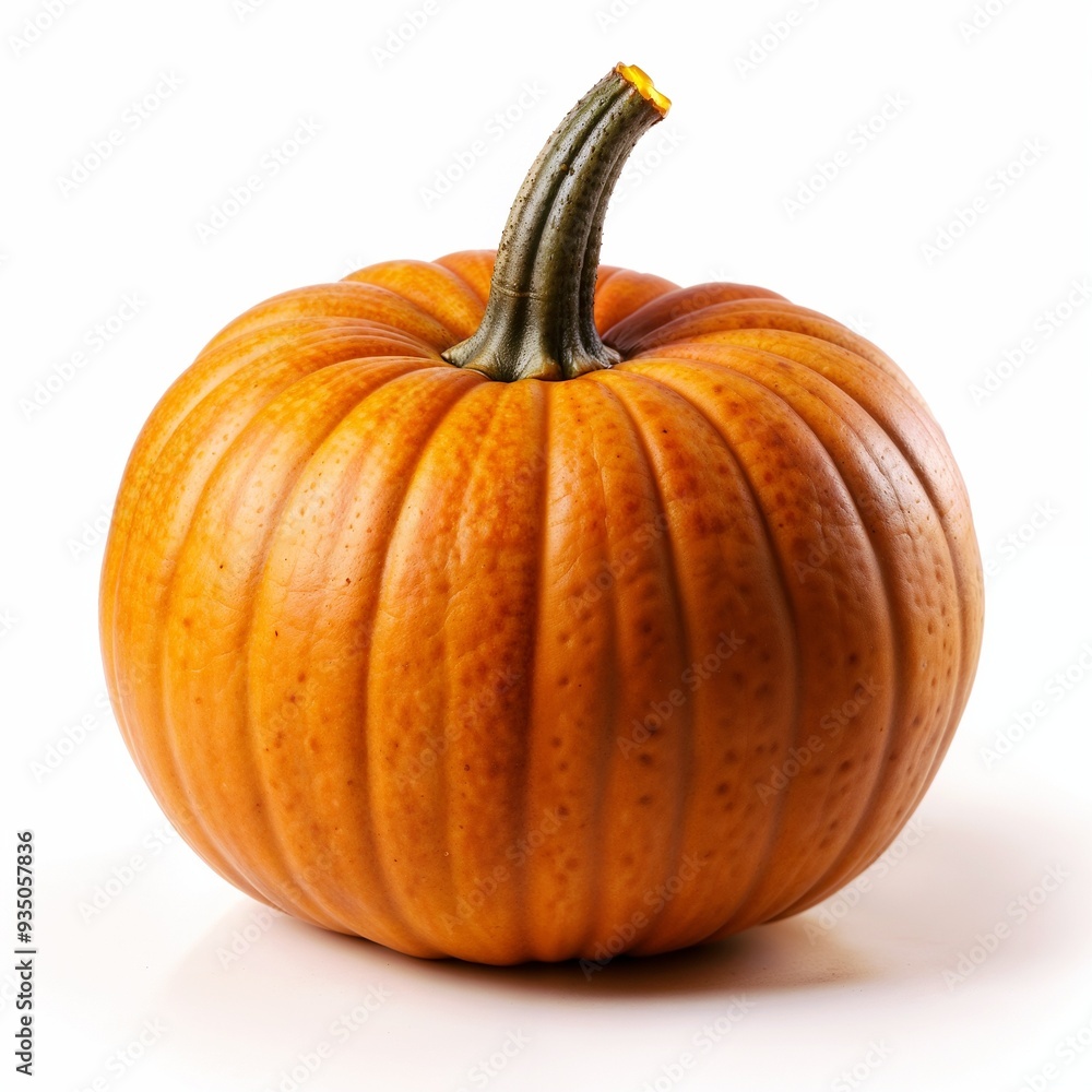Obraz premium Single orange pumpkin in realistic style on white background for autumn decoration