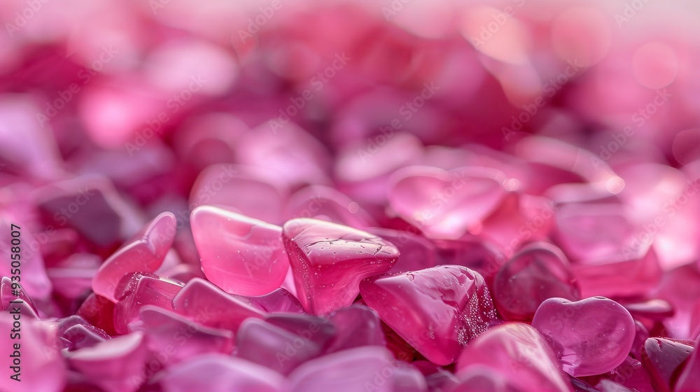 A heap of pink hearts stacked upon one another, each pile comprised of additional pink hearts A heap of pink hearts stacked upon one another, each pile comprised of additional pink hearts