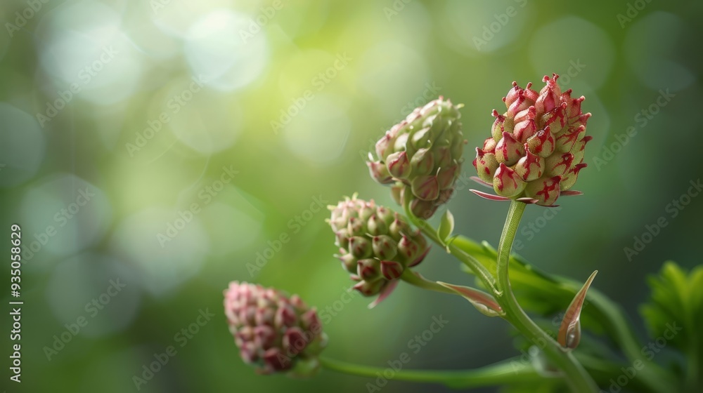 A tight shot of a blooming flower against a backdrop of softly blurred leaves A tight shot of a blooming flower against a backdrop of softly blurred leaves