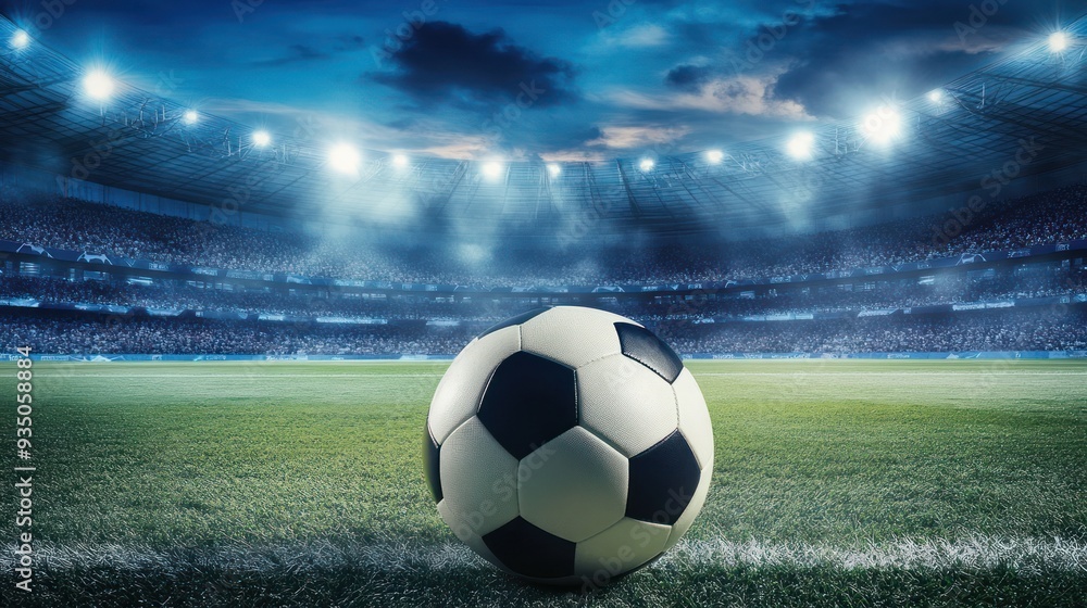Fototapeta premium Soccer Ball on a Stadium Field