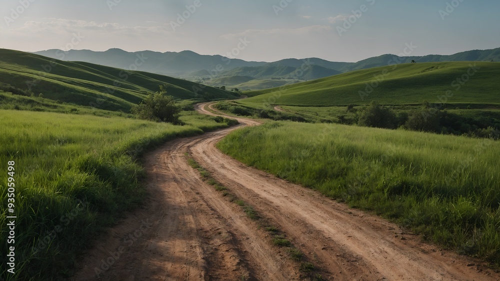 Dirt road among the green hills isolated on transparent background
Dirt road among the green hills isolated on transparent background