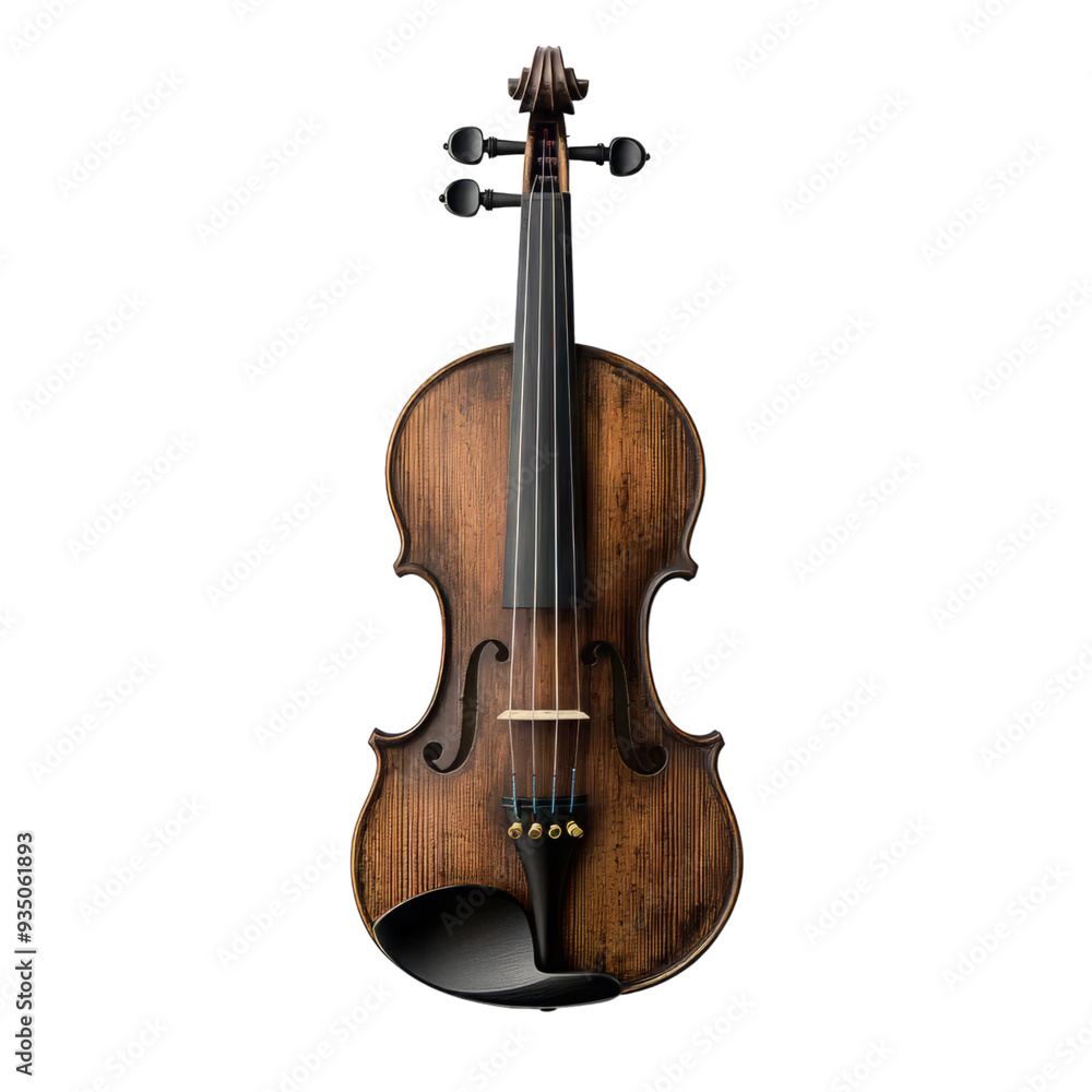 Fototapeta premium An elegant wooden violin showcasing intricate craftsmanship and rich tones, perfect for music lovers and performances.