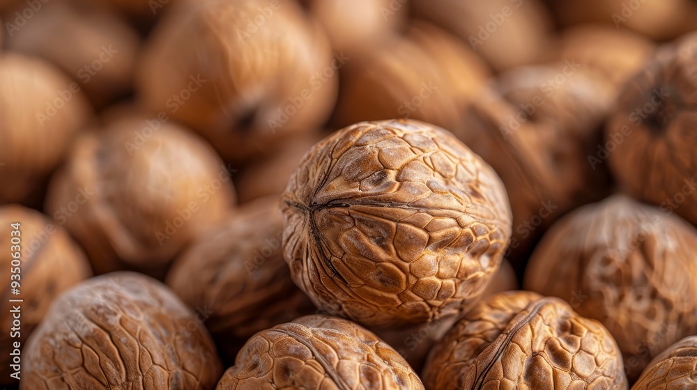A stack of walnuts atop one another, with an underlying stack as well A stack of walnuts atop one another, with an underlying stack as well
