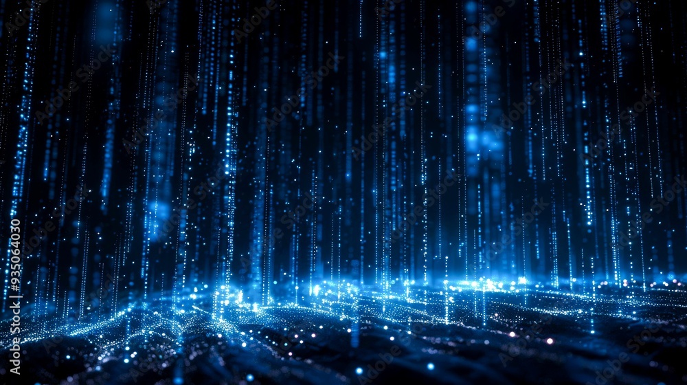 Abstract Blue Lights Falling onto a Wavy Surface Abstract Blue Lights Falling onto a Wavy Surface