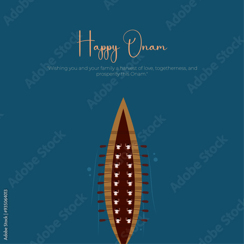 Minimal and creative illustration with decorated background of Onam celebration of India. Kerla festival banner, poster, greeting card. vector illustration.