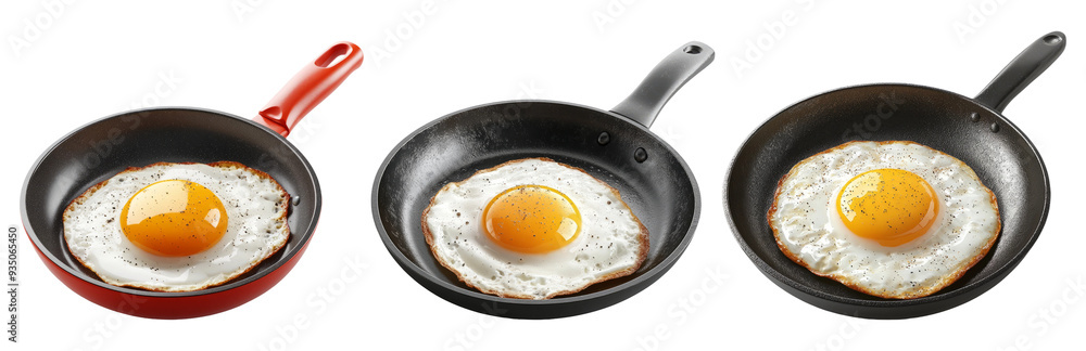 Frying pan with egg set isolated on transparent background Frying pan with egg set isolated on transparent background