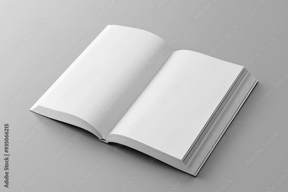 High-resolution mockup of an open white book with blank pages, standing on a gray background. Created with Ai High-resolution mockup of an open white book with blank pages, standing on a gray background. Created with Ai