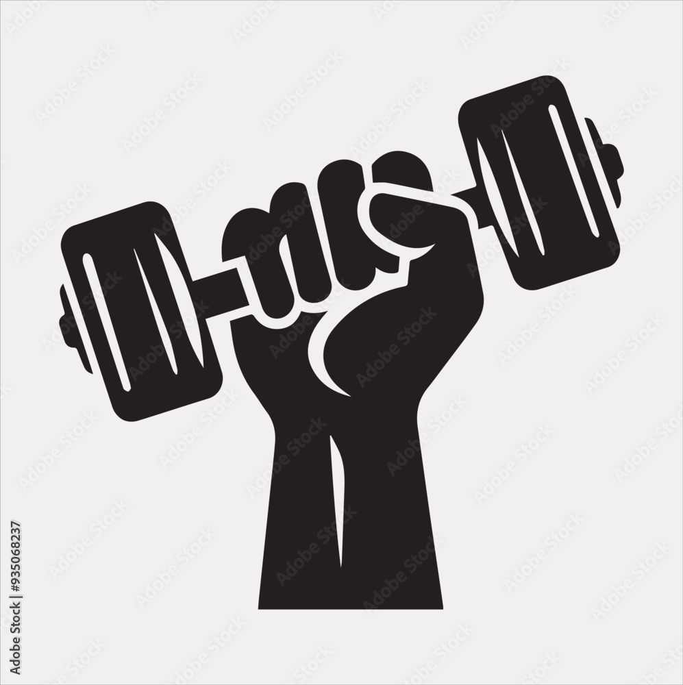 Obraz premium Dumble Holding vector silhouette on a white background