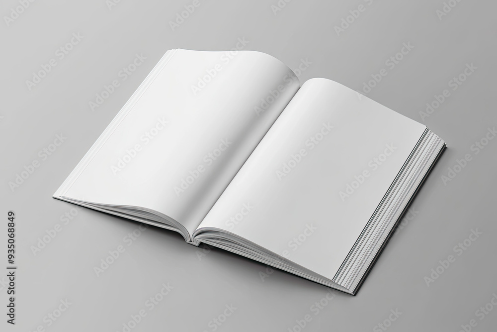 White open book mockup on a gray background with a shadow effect. Mock-up template for your design and text. Created with AI White open book mockup on a gray background with a shadow effect. Mock-up template for your design and text. Created with AI