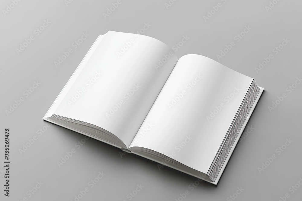 White open book mockup on a gray background with a shadow, 3D rendering illustration. Created with Ai White open book mockup on a gray background with a shadow, 3D rendering illustration. Created with Ai