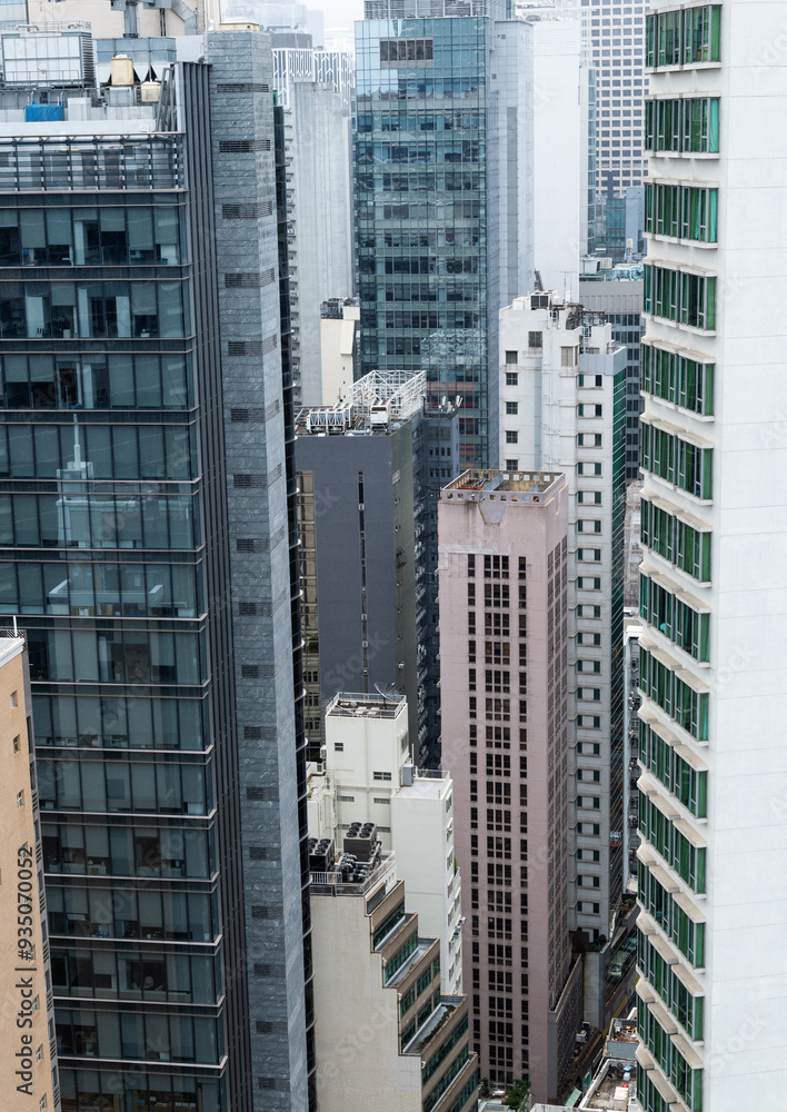 Fototapeta premium Crowded residential buildings in Hong Kong