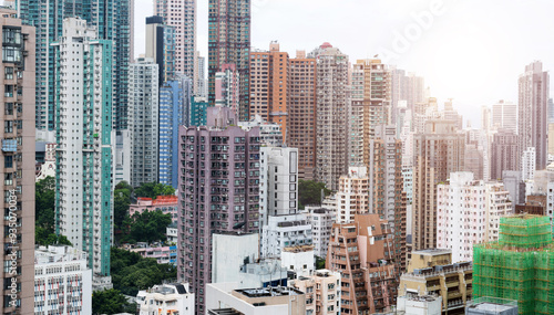Photography Crowded residential buildings in Hong Kong