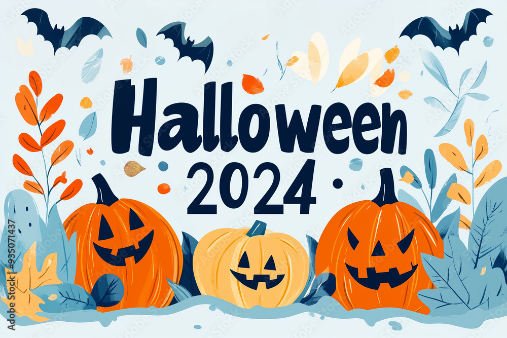 Halloween 2024 text, modern simple flat design illustration Halloween 2024 text, modern simple flat design illustration