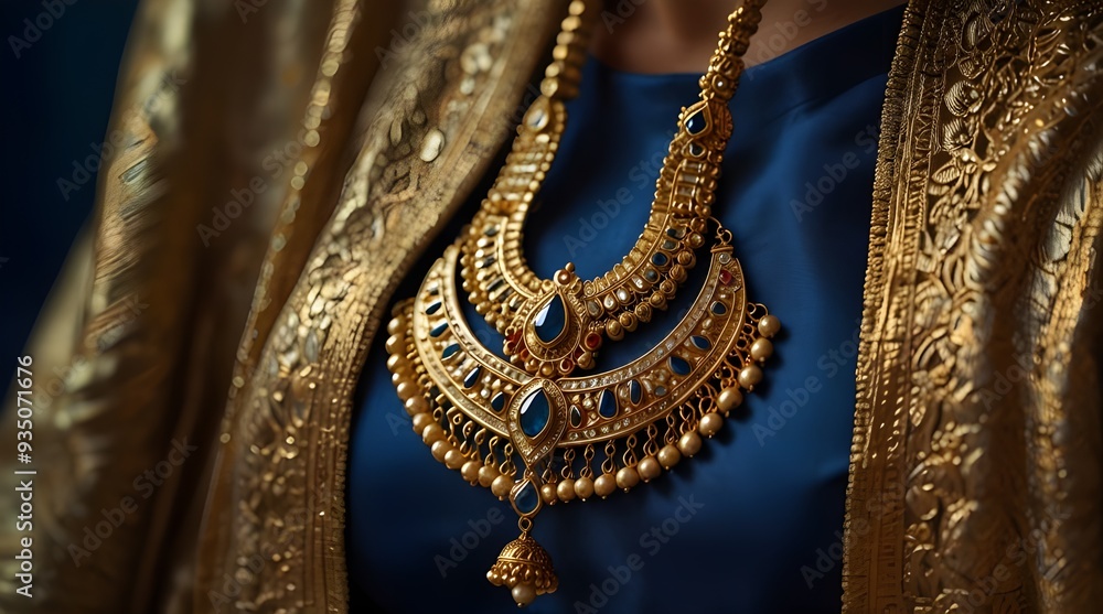 Indian traditional gold jewellery of a Hindu Married.generative.ai ...