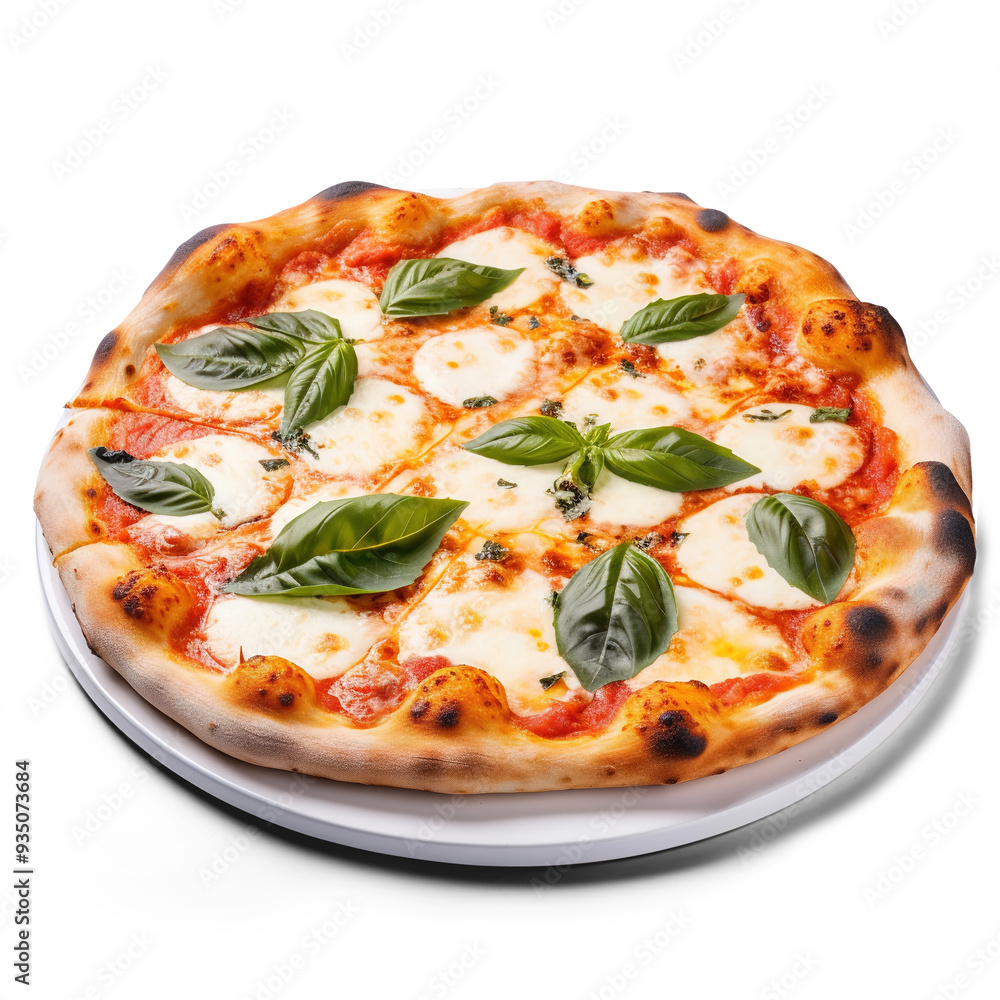Classic Margherita Pizza with gooey cheese and fresh basil, on isolated transparent background Classic Margherita Pizza with gooey cheese and fresh basil, on isolated transparent background