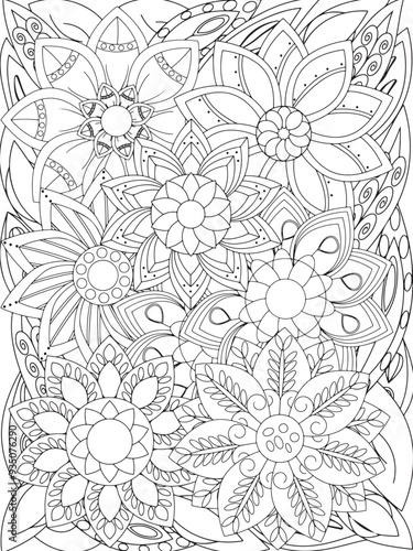 Wallpaper Mural flowers Coloring Book Pages flowers for Relaxation and Stress Relief on Flowers Patterns Torontodigital.ca