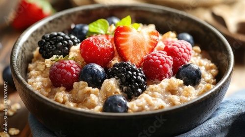 Delicious Oatmeal Bowl with Fresh Berries