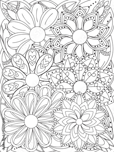 Wallpaper Mural flowers Coloring Book Pages flowers for Relaxation and Stress Relief on Flowers Patterns Torontodigital.ca