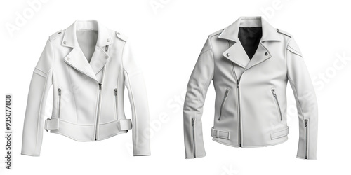 Fashion forward mockup of white jakcet, on isolated transparent background photo