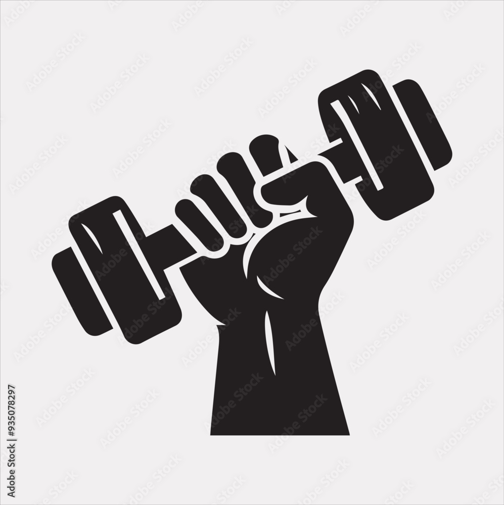 Obraz premium Dumble Holding vector silhouette on a white background