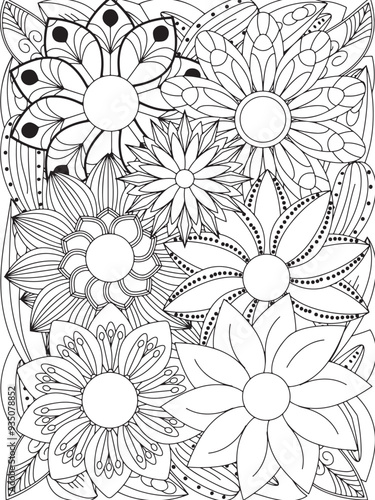 flowers Coloring Book Pages flowers for Relaxation and Stress Relief on Flowers Patterns