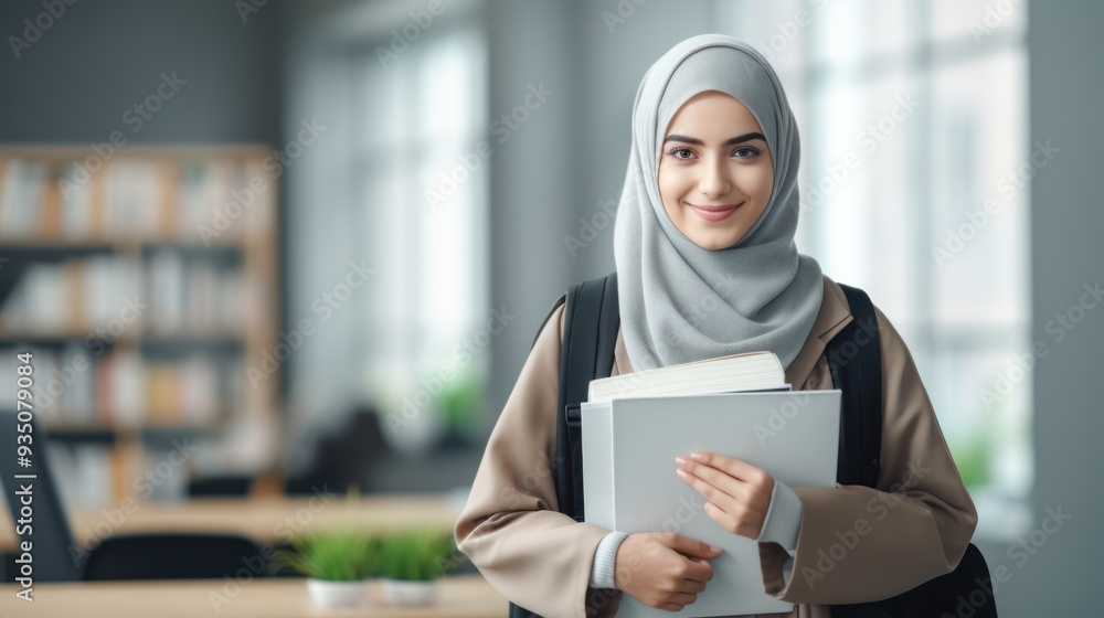 Fototapeta premium Portrait of a Muslim woman student 