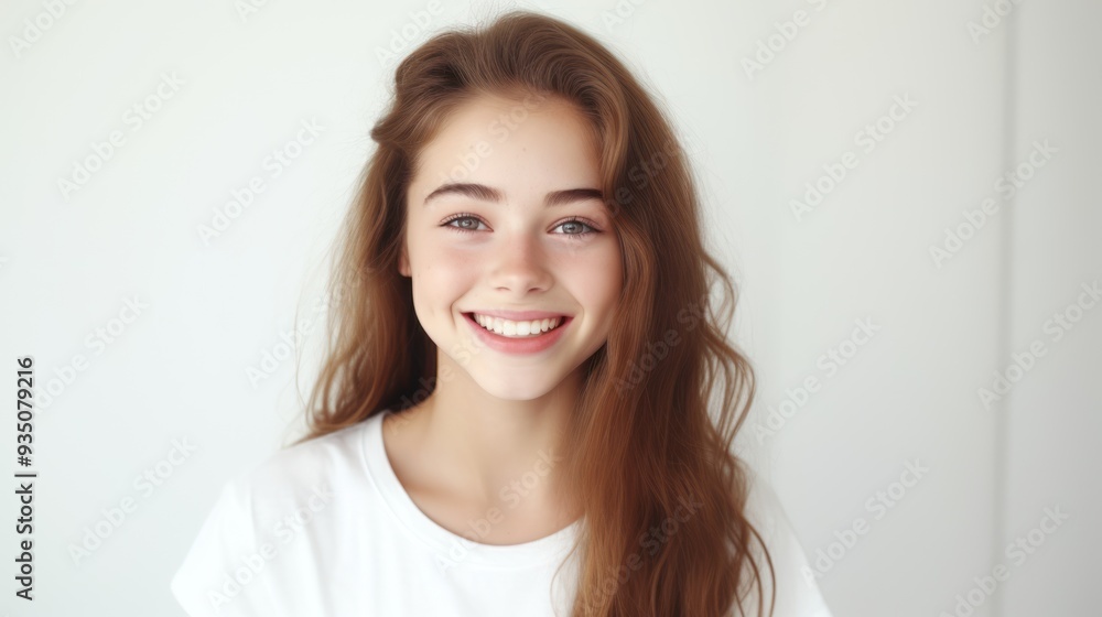 Portrait of a teenage girl with a radiant smile, Portrait of a teenage girl with a radiant smile,