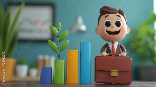 businessman and growing cha...