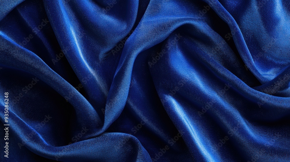 Obraz premium A close-up view of luxurious blue fabric, showcasing its smooth texture and rich color.