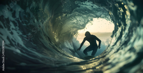 Fototapeta Naklejka Na Ścianę i Meble -  Surfer inside the wave