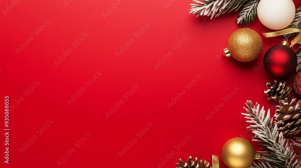 custom made wallpaper toronto digitalGolden and white Christmas baubles with gifts on a red background. Ideal for holiday gift wrapping and festive decorations.