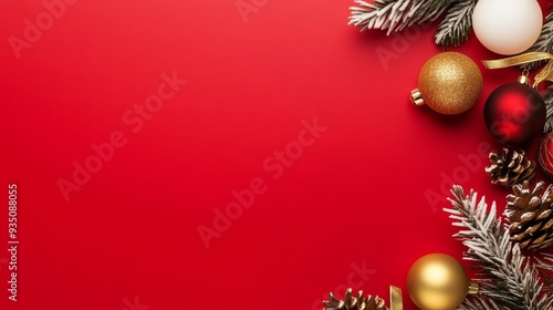Wallpaper Mural Golden and white Christmas baubles with gifts on a red background. Ideal for holiday gift wrapping and festive decorations. Torontodigital.ca