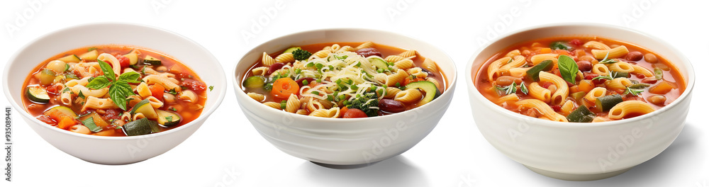Minestrone Soup with Vegetables and Pasta, on isolated transparent background Minestrone Soup with Vegetables and Pasta, on isolated transparent background