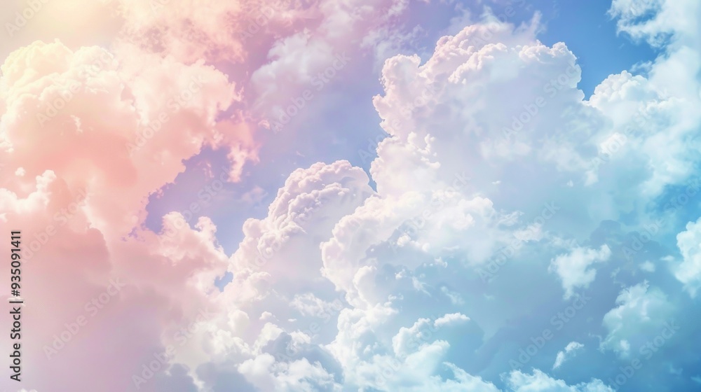 Delicate pastel clouds fill the sky, creating a serene backdrop with gentle hues of pink and blue. The tranquil atmosphere invites calm and reflection Delicate pastel clouds fill the sky, creating a serene backdrop with gentle hues of pink and blue. The tranquil atmosphere invites calm and reflection