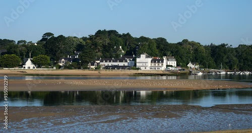 The Laita river, view to le Pouldu from Guidel side, Finistere department, Brittany in France photo